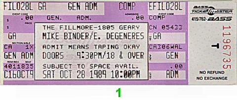 Mike Binder Vintage Ticket