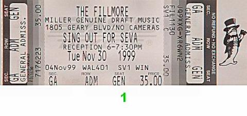 Sing Out for Seva Vintage Ticket