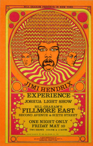 Jimi Hendrix Experience Vintage Concert Poster from Fillmore East
