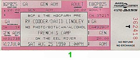 Ry Cooder Vintage Ticket