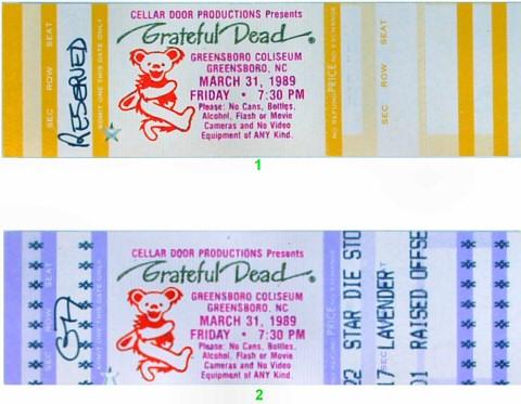Grateful Dead Vintage Ticket