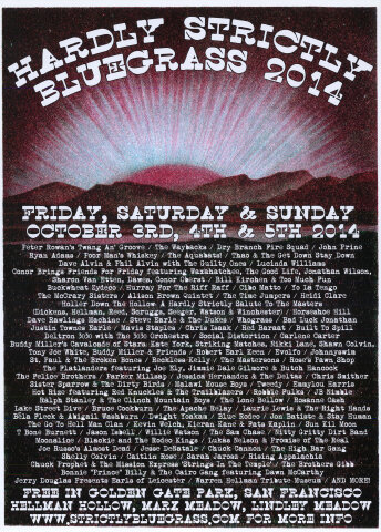 Hardly Strictly Bluegrass Festival Poster