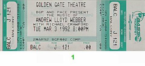 Michael Crawford Vintage Ticket