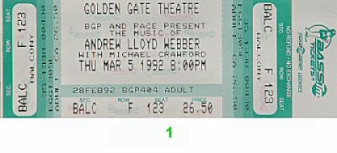 Michael Crawford Vintage Ticket