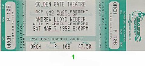 Michael Crawford Vintage Ticket