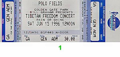 Tibetan Freedom Concert Vintage Ticket