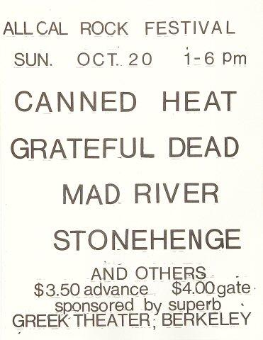 All Cal Rock Festival Handbill
