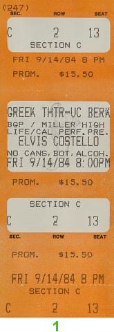 Elvis Costello Vintage Ticket