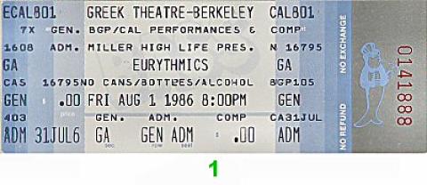 Eurythmics Vintage Ticket