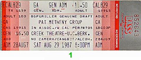Pat Metheny Group Vintage Ticket