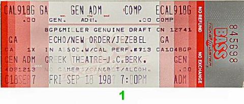 Echo & the Bunnymen Vintage Ticket