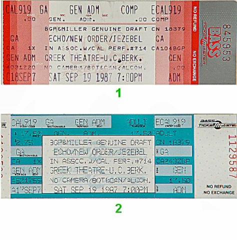 Echo & the Bunnymen Vintage Ticket