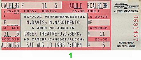 Miles Davis Vintage Ticket