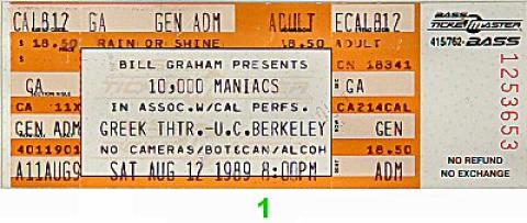 10,000 Maniacs Vintage Ticket