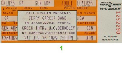 Jerry Garcia Band Vintage Ticket