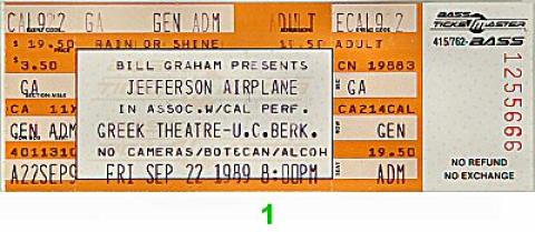 Jefferson Airplane Vintage Ticket