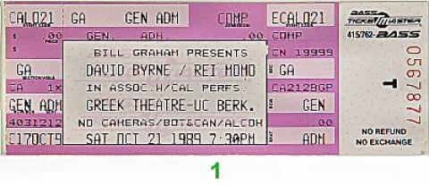 David Byrne Vintage Ticket
