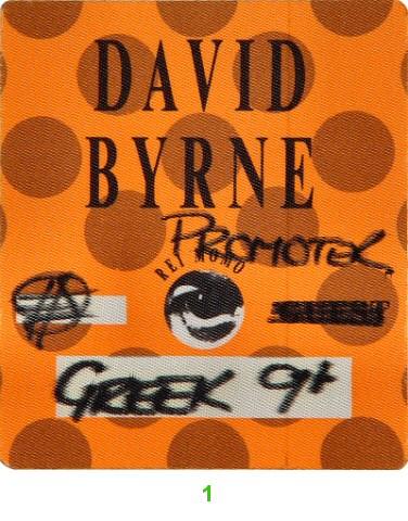 David Byrne Backstage Pass