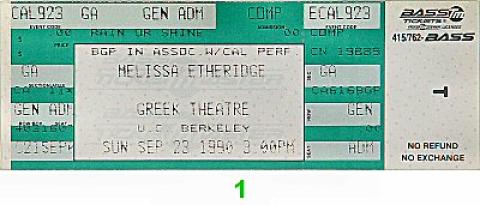 Melissa Etheridge Vintage Ticket
