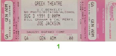 Joe Jackson Vintage Ticket