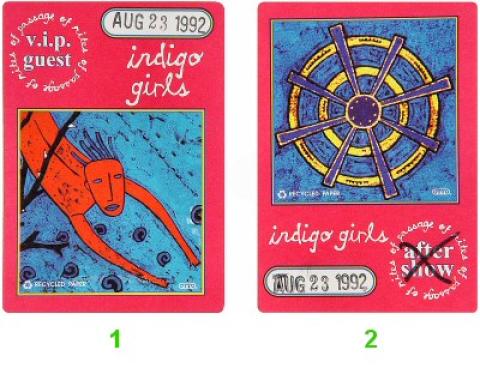 Indigo Girls Backstage Pass