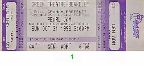 Pearl Jam Vintage Ticket