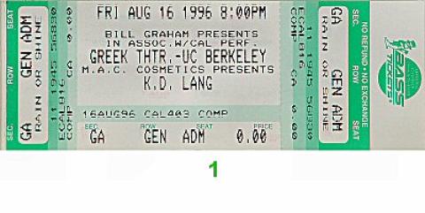 k.d. lang Vintage Ticket