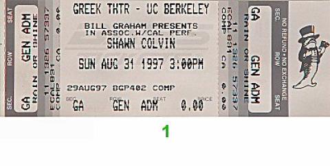Shawn Colvin Vintage Ticket