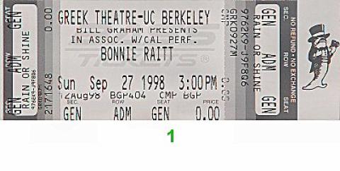 Bonnie Raitt Vintage Ticket
