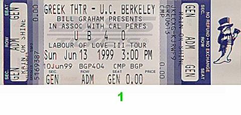 UB40 Vintage Ticket