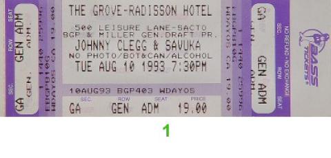 Johnny Clegg and Savuka Vintage Ticket