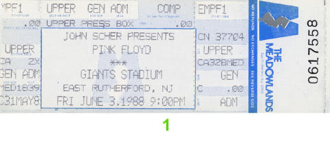 Pink Floyd Vintage Ticket