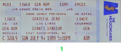 Grateful Dead Vintage Ticket