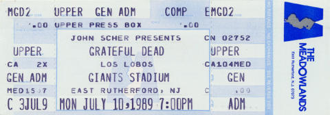 Grateful Dead Vintage Ticket