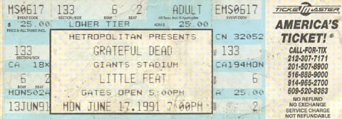 Grateful Dead Vintage Ticket