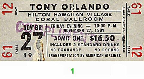Tony Orlando Vintage Ticket