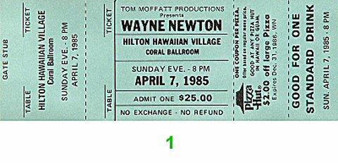 Wayne Newton Vintage Ticket