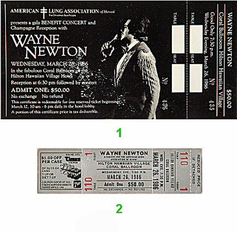 Wayne Newton Vintage Ticket