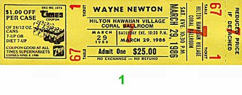 Wayne Newton Vintage Ticket