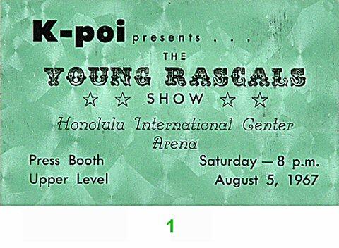 The Young Rascals Vintage Ticket