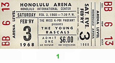 The Young Rascals Vintage Ticket