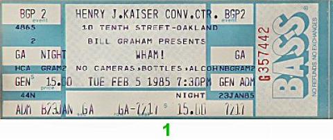 Wham! Vintage Ticket