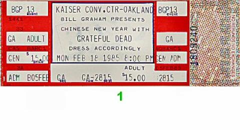Grateful Dead Vintage Ticket