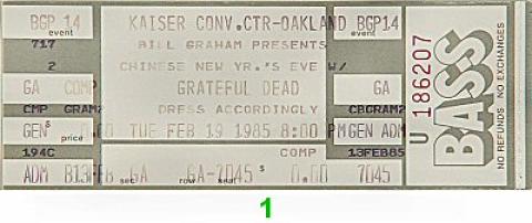 Grateful Dead Vintage Ticket