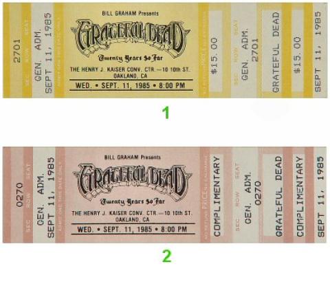 Grateful Dead Vintage Ticket