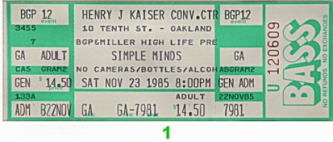 Simple Minds Vintage Ticket