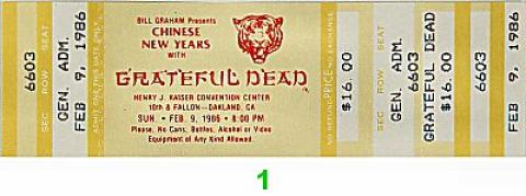 Grateful Dead Vintage Ticket