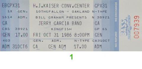 Jerry Garcia Band Vintage Ticket
