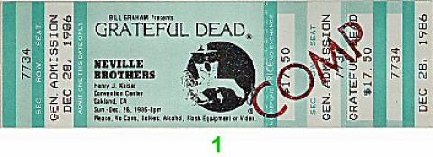Grateful Dead Vintage Ticket
