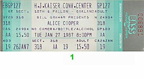 Alice Cooper Vintage Ticket